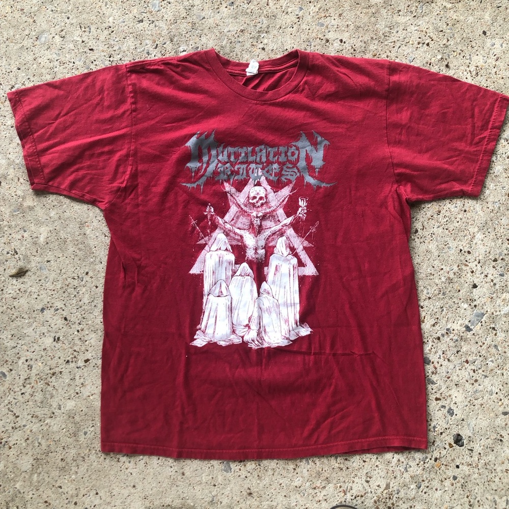 Mutilation Rites Red T-Shirt Men’s Size Large Black Metal Thrash Punk HC